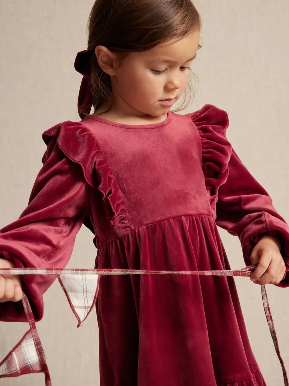 Kids Velvet Bloom Dress - Image 2