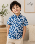 Royal Blue Batik Printed Shirt - Image 3